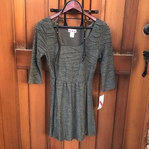 Gray 3/4 Sleeve - Scoop Neck Dress